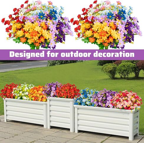 24 Pcs Artificial Flowers for Outdoor,Fake Flowers Decoration,UV Resistant Plastic Flowers,Artificial Plants for Wedding Garden Décor(6 Colors) in Saudi Arabia
