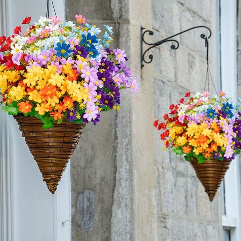 24 Pcs Artificial Flowers for Outdoor,Fake Flowers Decoration,UV Resistant Plastic Flowers,Artificial Plants for Wedding Garden Décor(6 Colors) in Saudi Arabia