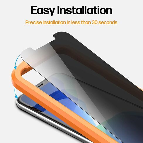 Power Theory Designed for iPhone X, iPhone Xs Privacy Screen Protector Tempered Glass Anti Spy protection [9H Hardness], Easy Install Kit, 99% HD Bubble Free Case Friendly, 2 Pack in Kuwait