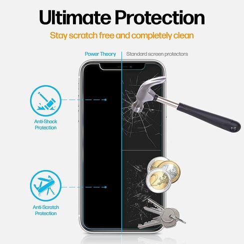 Power Theory Designed for iPhone X, iPhone Xs Privacy Screen Protector Tempered Glass Anti Spy protection [9H Hardness], Easy Install Kit, 99% HD Bubble Free Case Friendly, 2 Pack in Kuwait