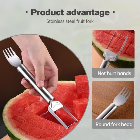 Watermelon Slicer 2-in-1 Stainless Steel Fruit Cutter Tools,2024 Upgrade Watermelon Cutter and Fork Tools for,Watermelon Slicer Tools for Summer Camping Kitchen Gadgets (2pcs) in Saudi Arabia