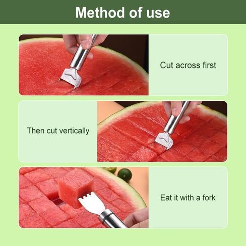 Watermelon Slicer 2-in-1 Stainless Steel Fruit Cutter Tools,2024 Upgrade Watermelon Cutter and Fork Tools for,Watermelon Slicer Tools for Summer Camping Kitchen Gadgets (2pcs) in Saudi Arabia