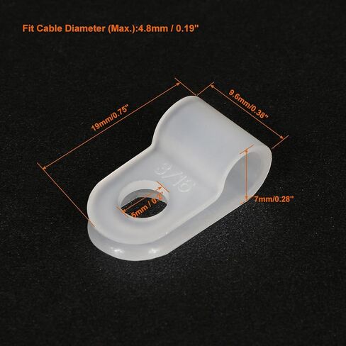 uxcell 20Pcs Nylon R-Type Cable Clamp Organizer Cord Clips for Wire Management 4.8mm Black UC-0.5 in Saudi Arabia
