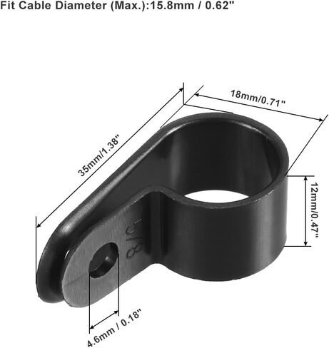 uxcell 20Pcs Nylon R-Type Cable Clamp Organizer Cord Clips for Wire Management 4.8mm Black UC-0.5 in Saudi Arabia