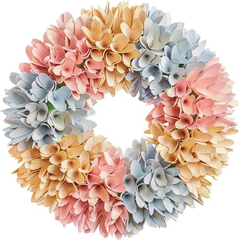 Collections Etc Hand Crafted Wooden Pastel Flowers Hanging Wreath in Saudi Arabia