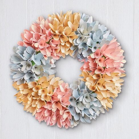 Collections Etc Hand Crafted Wooden Pastel Flowers Hanging Wreath in Saudi Arabia