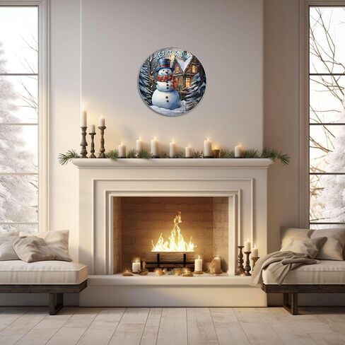 ديكور جدار مستدير، علامة معدنية مستديرة من القصدير، ديكور جداري ريفي، لوحة جدارية، دع رجل الثلج الثلجي، علامة إكليل رجل الثلج، لعيد الميلاد، إكليل دائري، ديكور جداري، ساحة المرآب العتيقة، ديكور المنزل، 12.00 بوصة × 12.00 بوصة in Kuwait