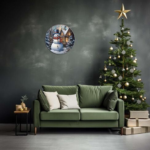 ديكور جدار مستدير، علامة معدنية مستديرة من القصدير، ديكور جداري ريفي، لوحة جدارية، دع رجل الثلج الثلجي، علامة إكليل رجل الثلج، لعيد الميلاد، إكليل دائري، ديكور جداري، ساحة المرآب العتيقة، ديكور المنزل، 12.00 بوصة × 12.00 بوصة in Kuwait