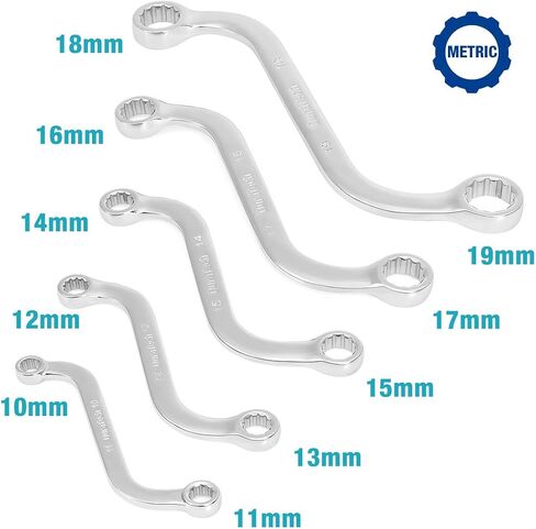 DURATECH S-Style Box Wrench Set, Metric, 5-Piece, 10mm to 19mm, 12 Point, CR-V Steel, with EVA Foam Tool Organizer in Saudi Arabia