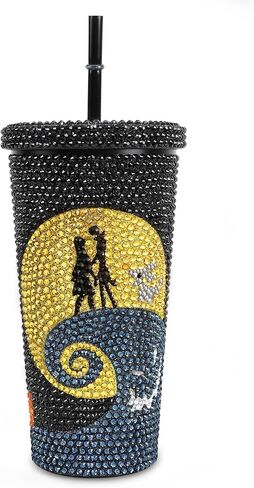 Bling Rhinestone Halloween Cup, 20oz Diamond Stainless Steel Insulated Tumbler with Lid and Straw, Glitter Halloween Coffee Water Bottle Mug in Saudi Arabia