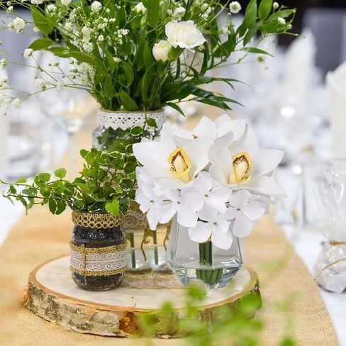 Laelfe Artificial Flowers with Vase - Real Touch Silk Fake Flowers Arrangemets in Glass Small Vase with Faux Water for Wedding Table Centerpiece Home Bathroom Office Decor in Saudi Arabia