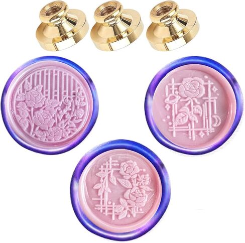 YOKIOU 3 قطع ختم الشمع الوردي ختم الرأس استبدال الرجعية العتيقة ختم الشمع سكرابوكينغ طوابع رئيس لدعوات حفل زفاف هدية فكرة الديكور in Kuwait