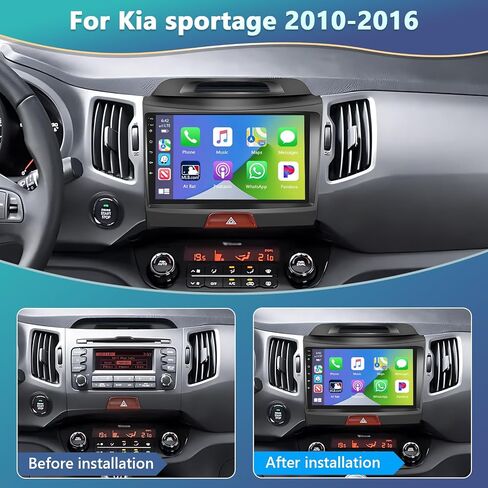 Car Radio for Kia Sportage 2010-2016 with Wireless Carplay, HD 9" Touchscreen Android 11 Car Stereo with GPS Navigation, Android Auto, WiFi, Bluetooth, RDS FM, USB, Microphone, Backup Camera in Kuwait