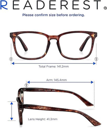 Readerest Blue Light Blocking Reading Glasses - 3.25 Magnification, Anti-Glare, UV Protection - Men and Women's Glasses for Computer and Reader - Reduce Eyestrain, Fatigue with Anti-Reflective in Saudi Arabia
