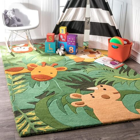 nuLOOM Hand Tufted King of the Jungle Runner Rug, 2' 6" x 8', Green in Saudi Arabia