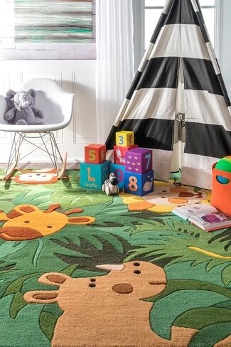 nuLOOM Hand Tufted King of the Jungle Runner Rug, 2' 6" x 8', Green in Saudi Arabia