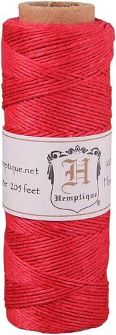 Hemptique 100% Natural Hemp Cord Single Spool - 205ft ~ 62.5m Hemp String Spool - Crafters Number 1 Choice - .5mm Cord Thread for Jewelry Making, Macramé, Scrapbooking, & More - Gold in Kuwait