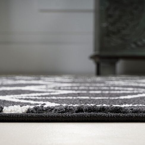 JONATHAN Y SEU101A-8 Tumbling Blocks Modern Geometric Indoor Area-Rug Contemporary Casual Easy-Cleaning Bedroom Kitchen Living Room Non Shedding, 8 X 10, Black/White in Saudi Arabia