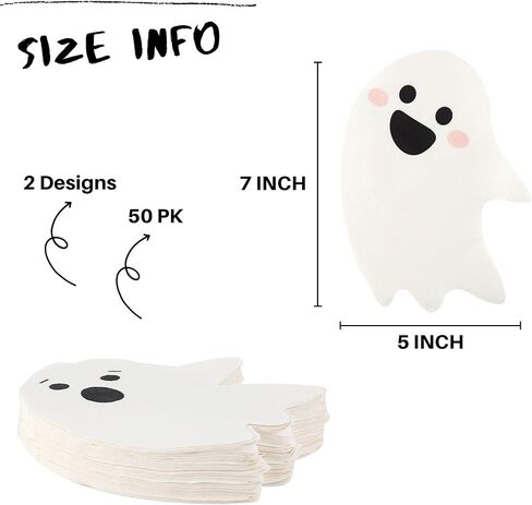 مناديل الهالوين الورقية - 50 قطعة - لوازم حفلات الهالوين 3 طبقات مناديل كوكتيل الهالوين الورقية مناديل الحفلات للاستعمال مرة واحدة مناديل المشروبات الورقية الشبح مناديل عيد الميلاد السائبة للأطفال in Kuwait