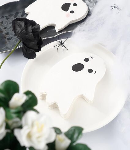 مناديل الهالوين الورقية - 50 قطعة - لوازم حفلات الهالوين 3 طبقات مناديل كوكتيل الهالوين الورقية مناديل الحفلات للاستعمال مرة واحدة مناديل المشروبات الورقية الشبح مناديل عيد الميلاد السائبة للأطفال in Kuwait