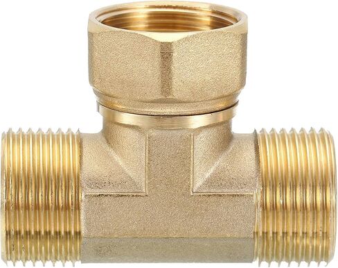 uxcell Brass Tee Swivel Pipe Fitting, 3/4" (Female x Female x Male) 3 Way T-Connector Fitting Coupler for Air Conditioner Refrigeration Plumbing, 1pcs in Saudi Arabia