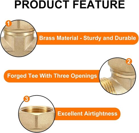uxcell Brass Tee Swivel Pipe Fitting, 3/4" (Female x Female x Male) 3 Way T-Connector Fitting Coupler for Air Conditioner Refrigeration Plumbing, 1pcs in Saudi Arabia