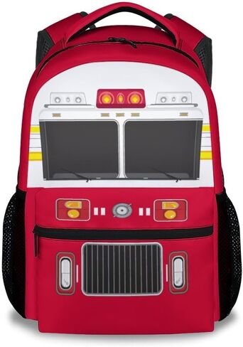School Backpack for Boys - Fire Truck Bookbag - Lightweight Durable Large Capacity - 17 Inch Red Kid Bag for School, Travel and Camp in Saudi Arabia