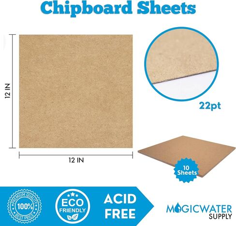 25 Chipboard Sheets 12 x 12 inch - 22pt (Point) Light Weight Brown Kraft Cardboard for Scrapbooking & Picture Frame Backing (.022 Caliper Thick) Paper Board | MagicWater Supply in Saudi Arabia
