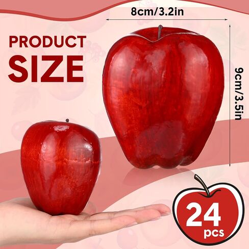 Yunlly 24 Pcs Fake Fruit Artificial Apples Realistic Artificial Fruits Lifelike Decorative Fake Apples Simulation Faux Apples Apple Decor for Home Kitchen Table Basket Decoration (Stylish) in Saudi Arabia