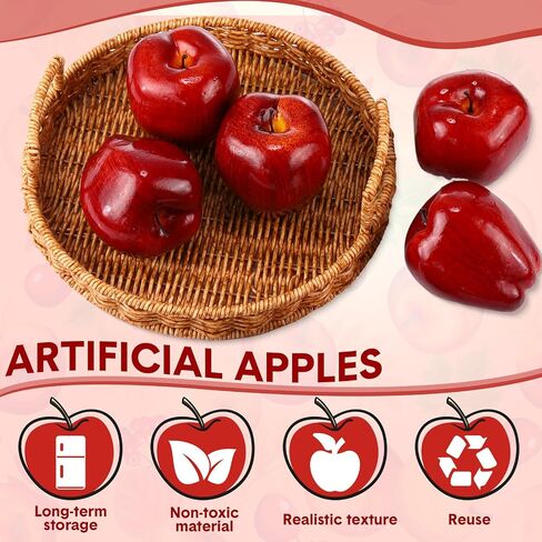 Yunlly 24 Pcs Fake Fruit Artificial Apples Realistic Artificial Fruits Lifelike Decorative Fake Apples Simulation Faux Apples Apple Decor for Home Kitchen Table Basket Decoration (Stylish) in Saudi Arabia
