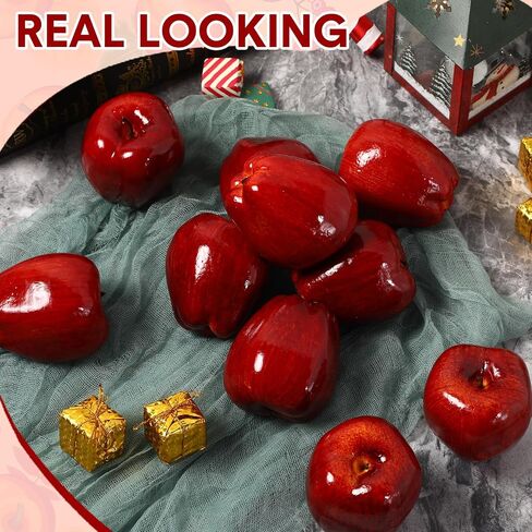 Yunlly 24 Pcs Fake Fruit Artificial Apples Realistic Artificial Fruits Lifelike Decorative Fake Apples Simulation Faux Apples Apple Decor for Home Kitchen Table Basket Decoration (Stylish) in Saudi Arabia