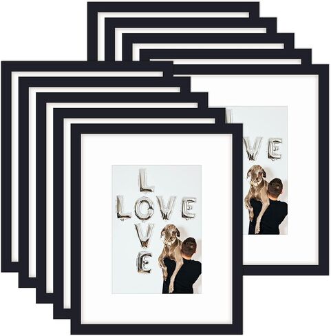 Black 8x10 Picture Frame with Mat for 5x7 Display, Desk Wall Photo Frame for Horizontal and Vertical, 10 Pack in Saudi Arabia