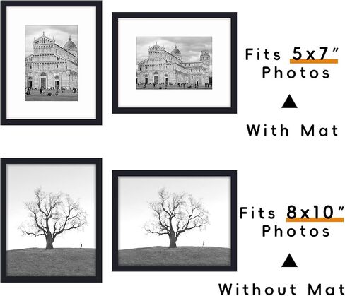 Black 8x10 Picture Frame with Mat for 5x7 Display, Desk Wall Photo Frame for Horizontal and Vertical, 10 Pack in Saudi Arabia