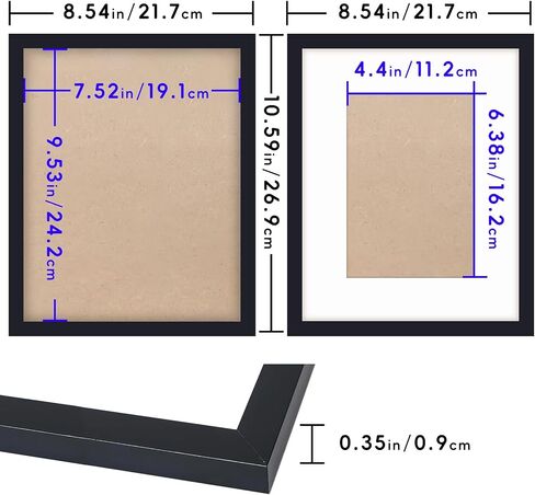 Black 8x10 Picture Frame with Mat for 5x7 Display, Desk Wall Photo Frame for Horizontal and Vertical, 10 Pack in Saudi Arabia
