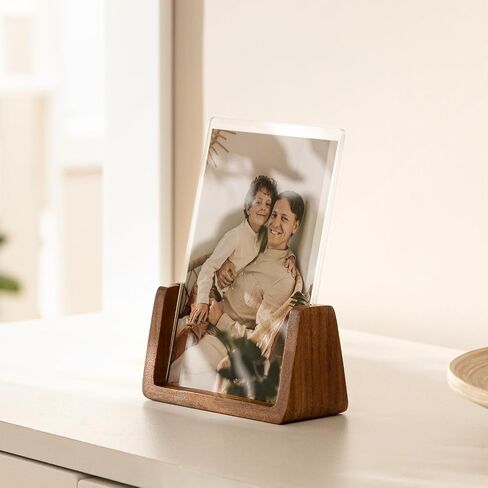 مجموعة إطارات صور eletecpro 5x7 مكونة من 2، إطارات ريفية مزدوجة الجانب مصنوعة من قاعدة خشبية صلبة وأكريليك شفاف، إطارات صور خشبية عرض عمودي، ديكور المنزل والمكتب، بني in Saudi Arabia