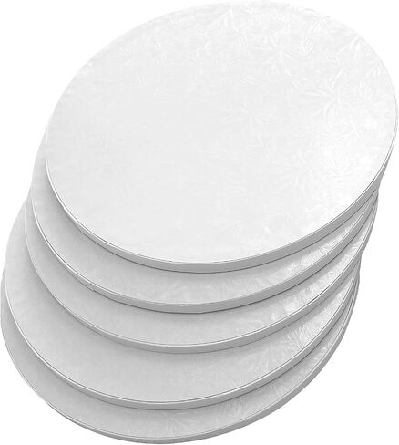 10 Inch Cake Drum, White Round Boards Cardboard for Wedding Birthday Party (1/2 Inch Thick, 5 Pack) - Professional Smooth Straight Edges - PACKIN WAY in Saudi Arabia