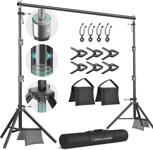 Julius Studio [Enhanced Heavy Duty] 10 x 9.8 ft. (W x H) Backdrop Stand Background Support System Accessory Kit, New Metal Cap Head, Upgrade Joints, Anti Slip Rubber Shoe, Photography Studio, JSAG660 in Kuwait
