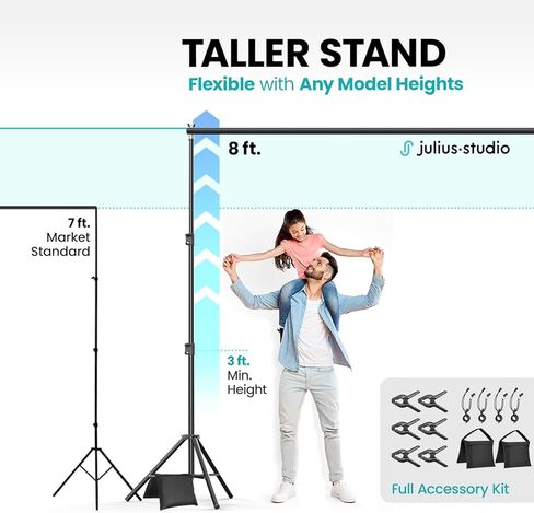 Julius Studio [Enhanced Heavy Duty] 10 x 9.8 ft. (W x H) Backdrop Stand Background Support System Accessory Kit, New Metal Cap Head, Upgrade Joints, Anti Slip Rubber Shoe, Photography Studio, JSAG660 in Kuwait