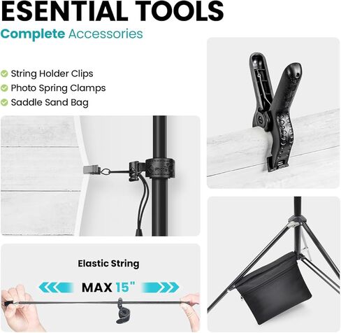 Julius Studio [Enhanced Heavy Duty] 10 x 9.8 ft. (W x H) Backdrop Stand Background Support System Accessory Kit, New Metal Cap Head, Upgrade Joints, Anti Slip Rubber Shoe, Photography Studio, JSAG660 in Kuwait