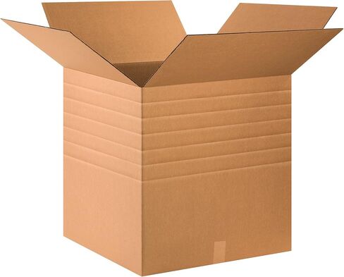 BOX USA 10 عبوات من صناديق الورق المقوى المموج شديدة التحمل ومتعددة العمق، مقاس 60.96 سم طولًا × 60.96 سم عرضًا × 60.96 سم ارتفاعًا، كرافت، شحن، تعبئة وتحريك in Saudi Arabia