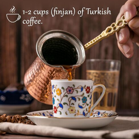 Volarium Turkish Coffee Pot, Greek Arabic Coffee Maker, Hammered Copper Coffee Cezve, Stove Top Coffee Maker (Large) in Saudi Arabia