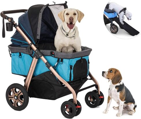 عربة سفر HPZ Pet Rover Titan-HD فائقة الحجم للكلاب/القطط/الحيوانات الأليفة، عربة سفر بسيارات الدفع الرباعي/مع منحدر وصول/سعة 100 رطل/عجلات مطاطية بدون ضخ/إطار من الألومنيوم للحيوانات الأليفة الصغيرة والمتوسطة والكبيرة وXL (رمادي داكن) in Kuwait