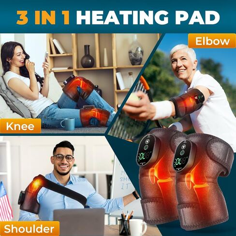 WOLOYHEATIE 2pcs Cordless Heating Pad for Knee Heated Knee Wrap Heating Knee Wrap Adjustable Wireless Heating Pad for Knee Elbow Shoulder in Saudi Arabia