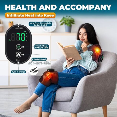 WOLOYHEATIE 2pcs Cordless Heating Pad for Knee Heated Knee Wrap Heating Knee Wrap Adjustable Wireless Heating Pad for Knee Elbow Shoulder in Saudi Arabia