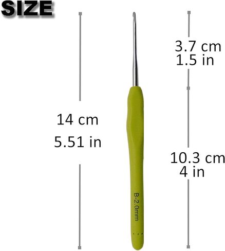 خطافات كروشيه كريم مافن 2 مم بمقابض مريحة للأيدي المصابة بالتهاب المفاصل. خطاف كروشيه طويل جدًا لجميع أنواع المطاط والخيوط (2 مم) in Kuwait