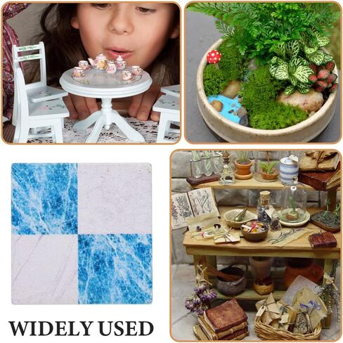 Zerodeko Model Kits 27Pcs Flooring, Miniature Wood Floor Boards Mini Square Brick Sheets Decorative Mosaic Tiles Mini House Furniture Buliding Accessories (Black White) Home Decor in Kuwait