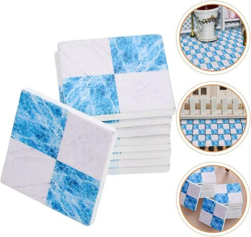 Zerodeko Model Kits 27Pcs Flooring, Miniature Wood Floor Boards Mini Square Brick Sheets Decorative Mosaic Tiles Mini House Furniture Buliding Accessories (Black White) Home Decor in Kuwait