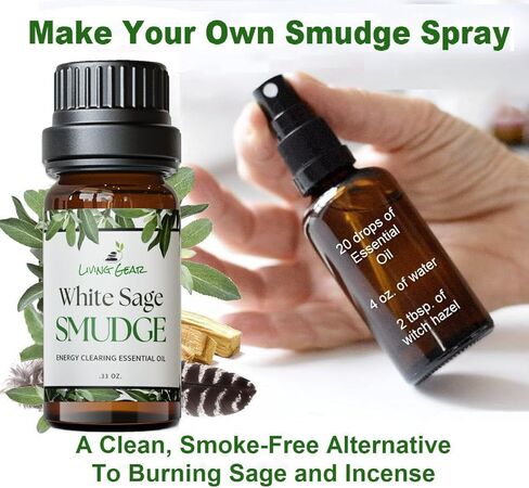 White Sage Smudge Essential Oil for Negative Energy Clearing and Protection - A Smokeless Diffuser Oil Alternative to Burning Sage Bundles - 10ml in Saudi Arabia