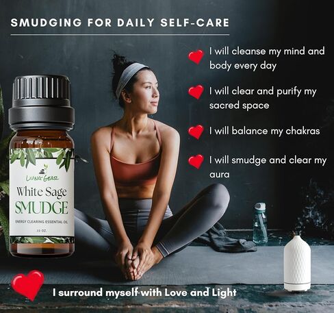 White Sage Smudge Essential Oil for Negative Energy Clearing and Protection - A Smokeless Diffuser Oil Alternative to Burning Sage Bundles - 10ml in Saudi Arabia