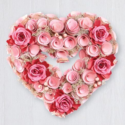 Collections Etc Wooden Pink and Red Roses Heart-Shaped Wreath in Saudi Arabia